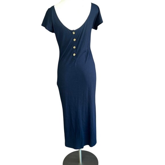 White Label The White Company Navy Blue Back Button Maxi Dress Size 4 - Picture 2 of 8